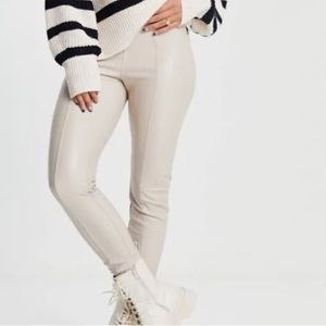 Vegan leather cream pants